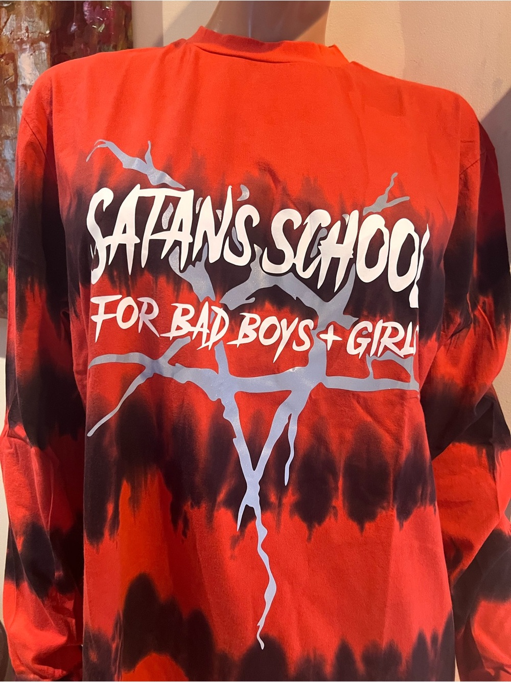 Dolls Kill Red black satan school for boys and girls Long Sleeve Tee nwt